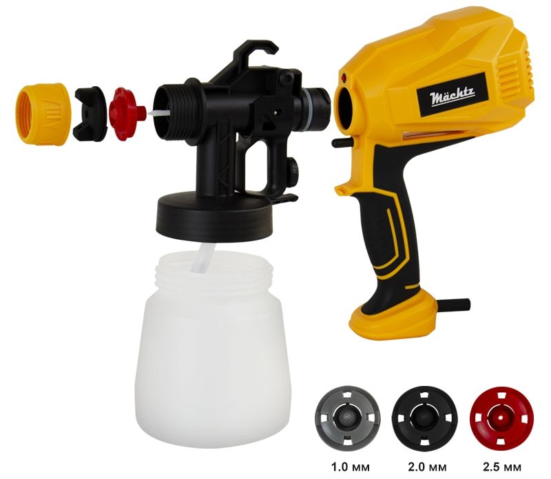 Розібраний фарбопульт з насадками