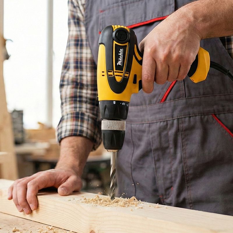 Чоловік працює шуруповертом біля вікна