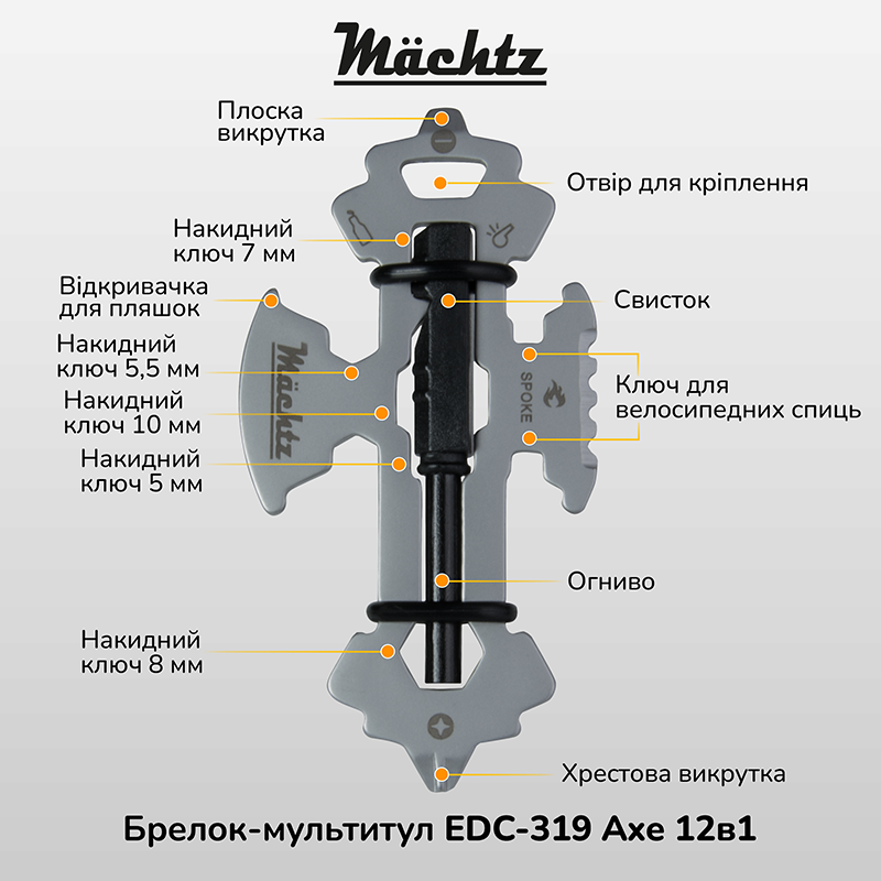 Брелок-мультитул Mächtz EDC-319 Axe 11в1