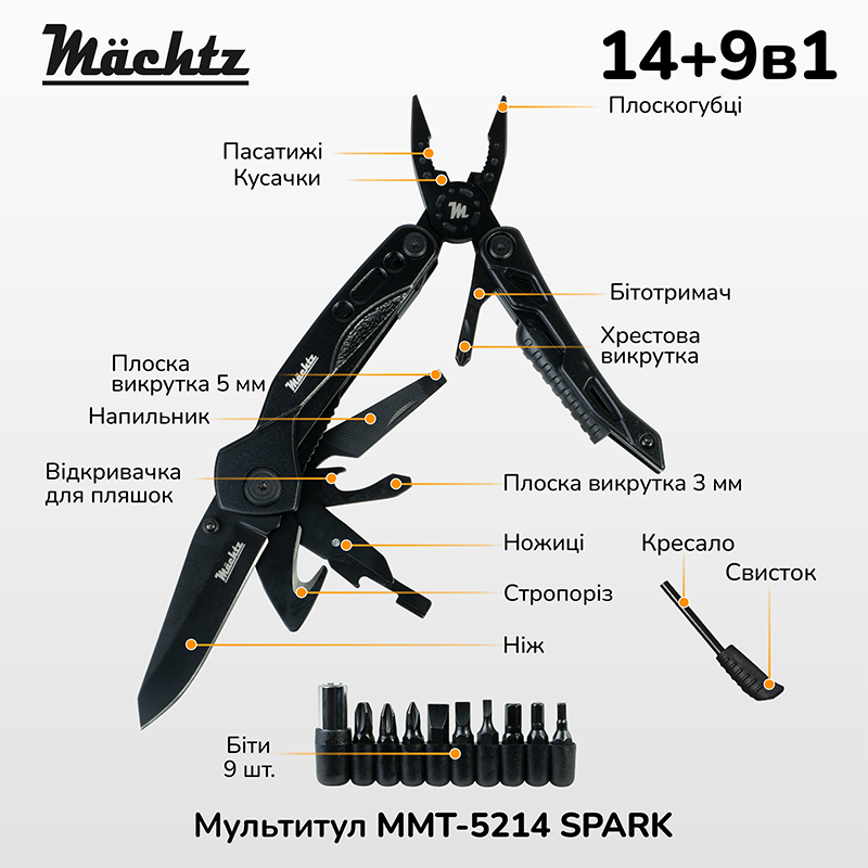 Мультитул Mächtz MMT-5214 SPARK 14+9в1