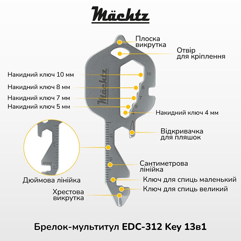 Брелок-мультитул Mächtz EDC-312 Key 13в1
