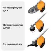 Тример акумуляторний безщітковий Mächtz MEB-M4070 B+2-АКБ 6.0А·г+ЗП 6.0А
